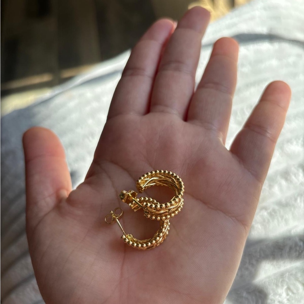 Chic laminated Gold Textured Hoop Earrings